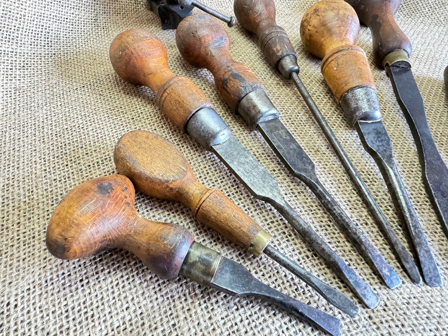 Selection of 10 Vintage Screwdrivers / Turnscrews Marples, Foreign etc