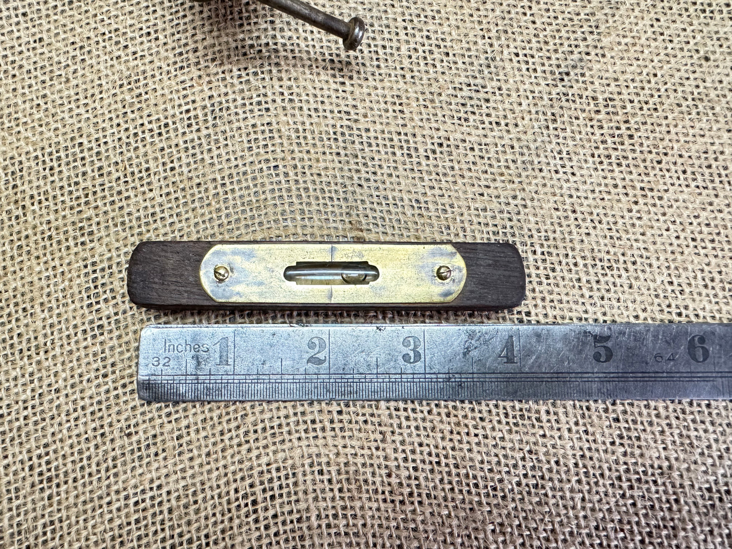 4” Vintage Hardwood & Brass Spirit Level - Apprentice or Homemade