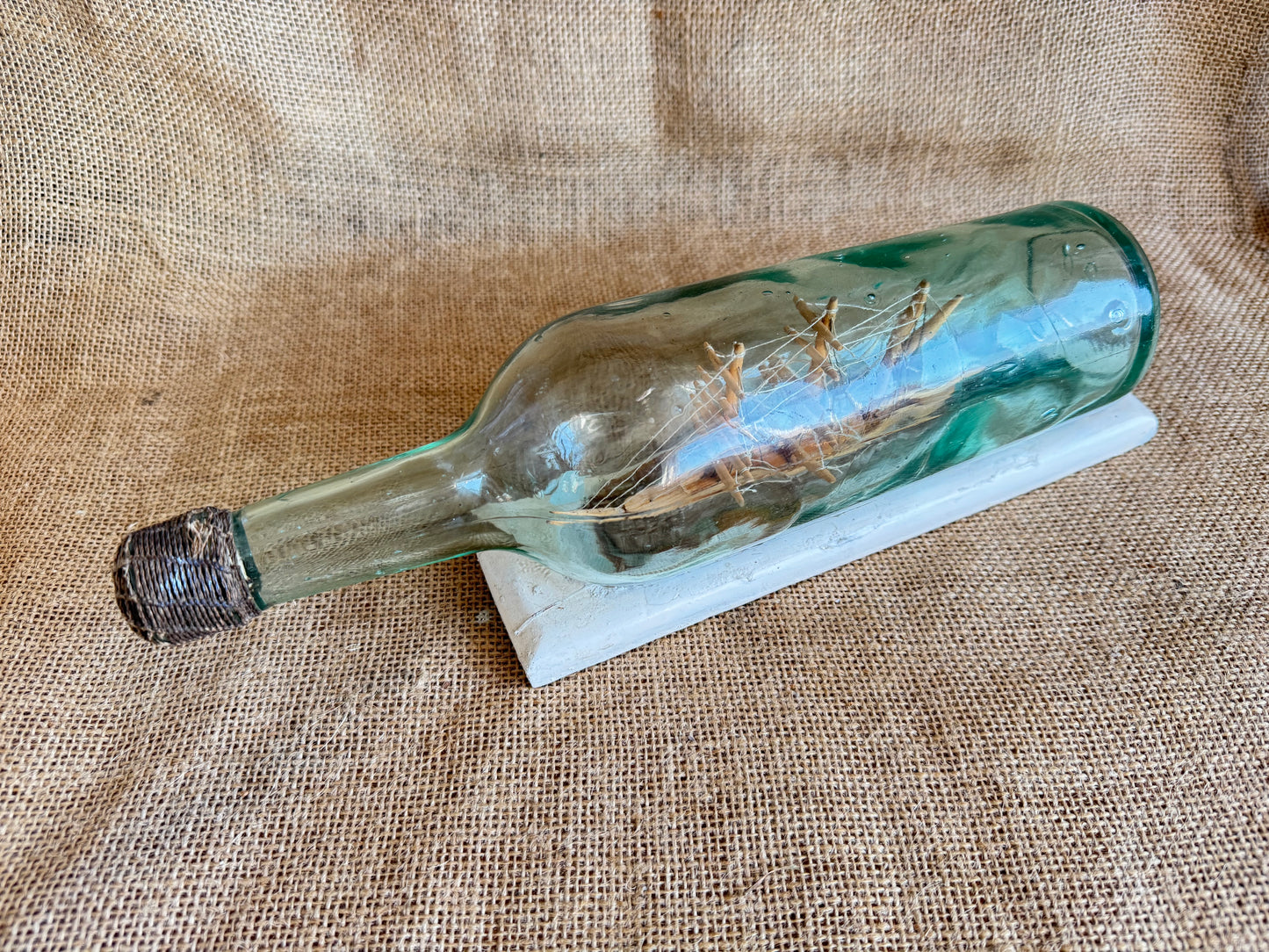 Antique 3 Mast Sailing Ship In A Bottle