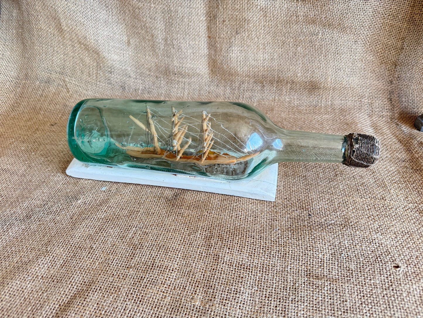Antique 3 Mast Sailing Ship In A Bottle