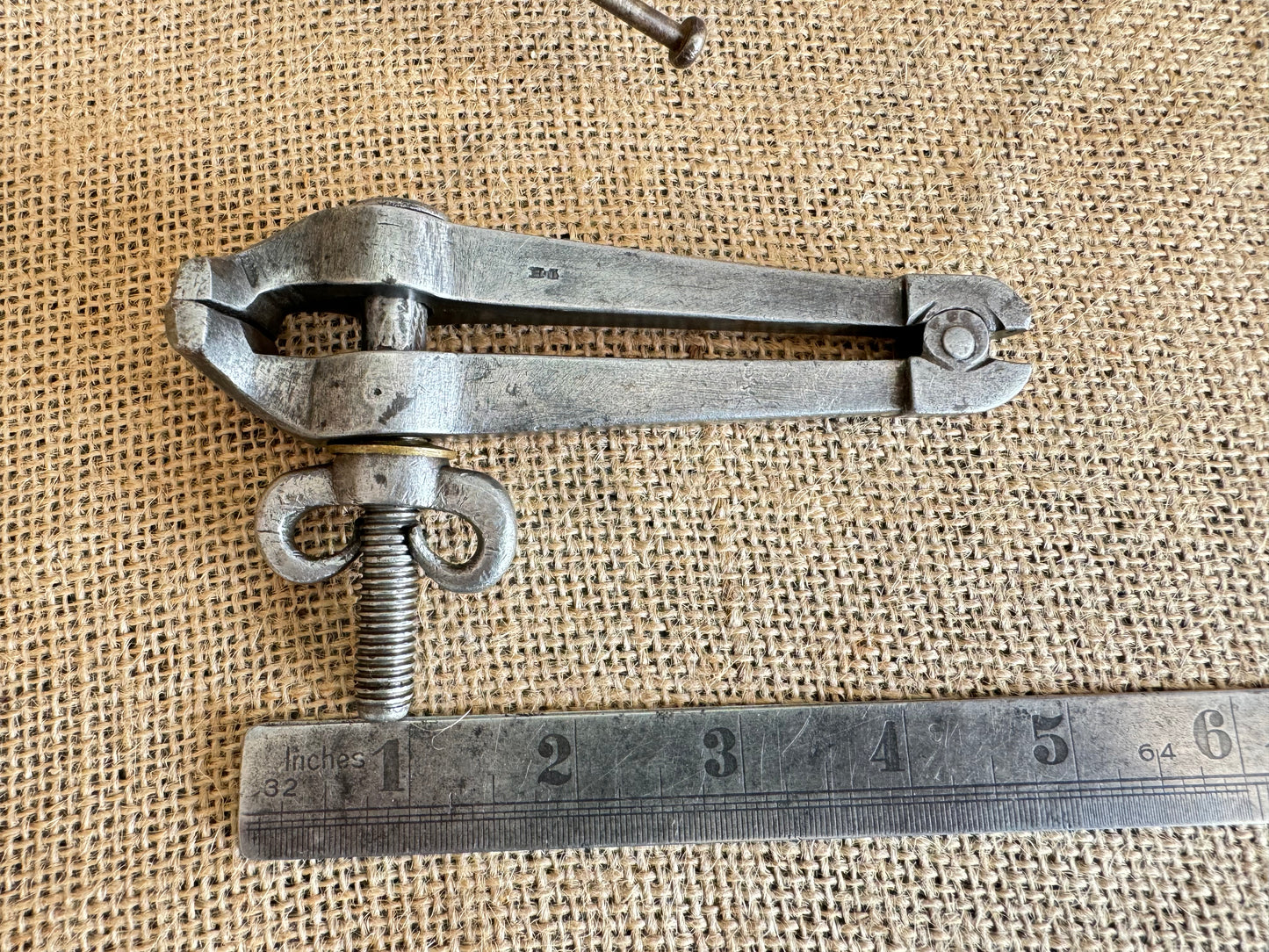 Antique Jewellers Hand Vice with Unusual Thumbscrew