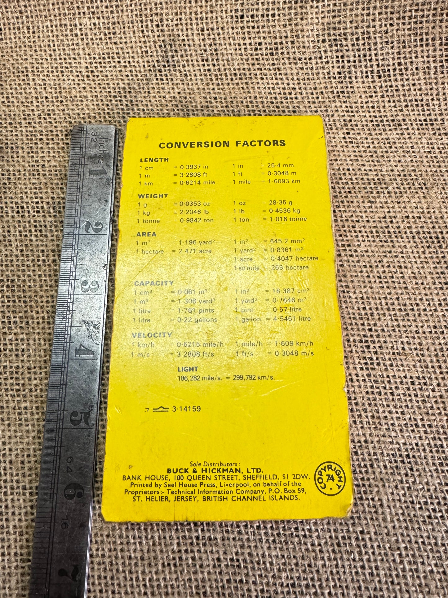 Zeus Precision Data Charts & Reference Tables 1978/79 Metric Revision