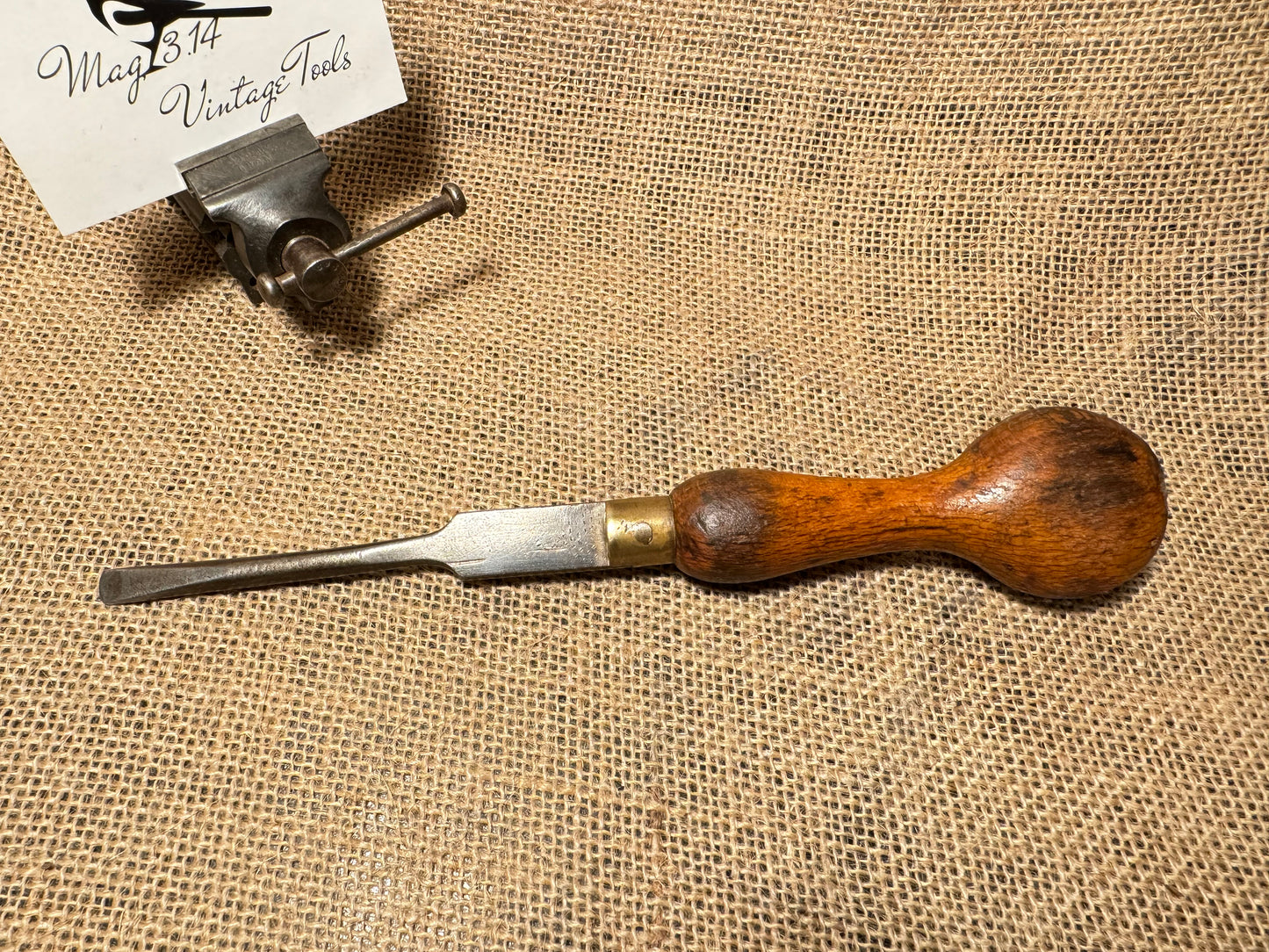 9” Vintage Wooden Handle Flat Blade Screwdriver