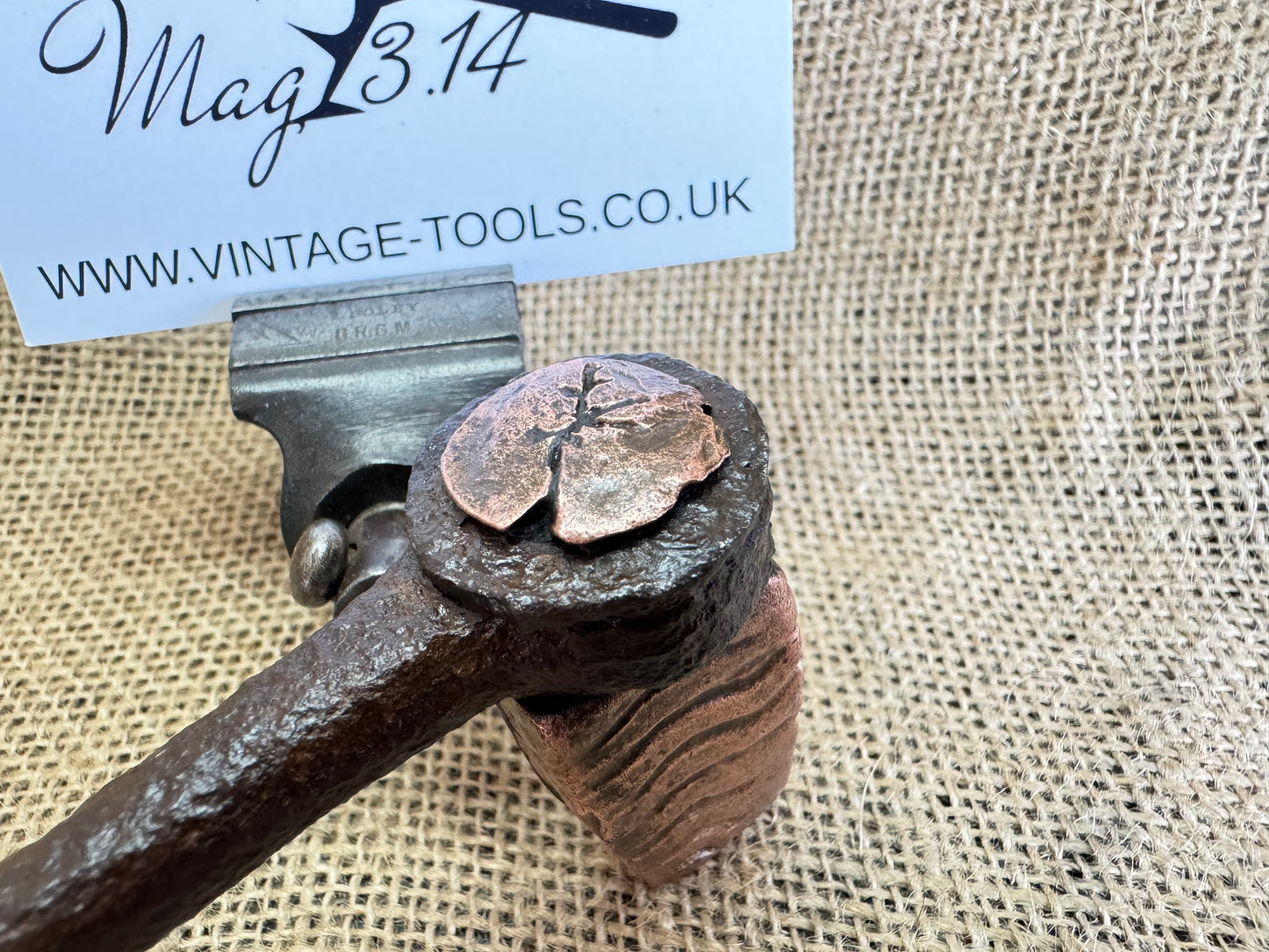 Antique Interesting Primitive Copper Head Hammer or Iron