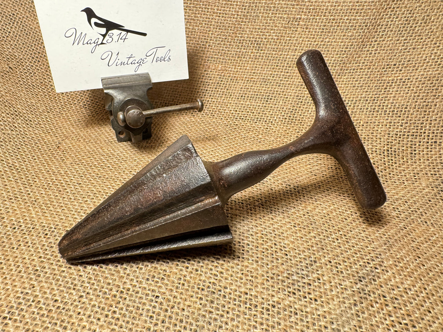 Vintage Cast Iron T-Handle Pipe Ream De-Burring Tool