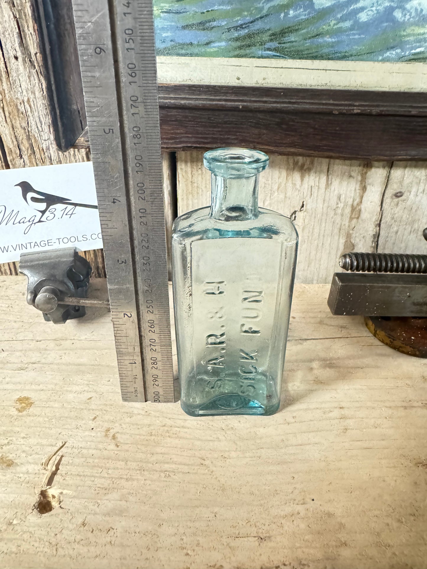 Antique S.A.R & H Glass Medicine Bottle