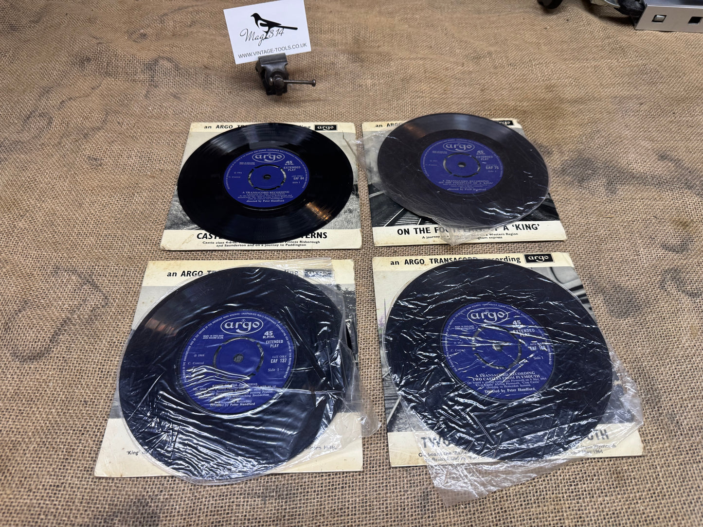 Set of 4 Argo Transacord Railway Themed Vinyl Recordings