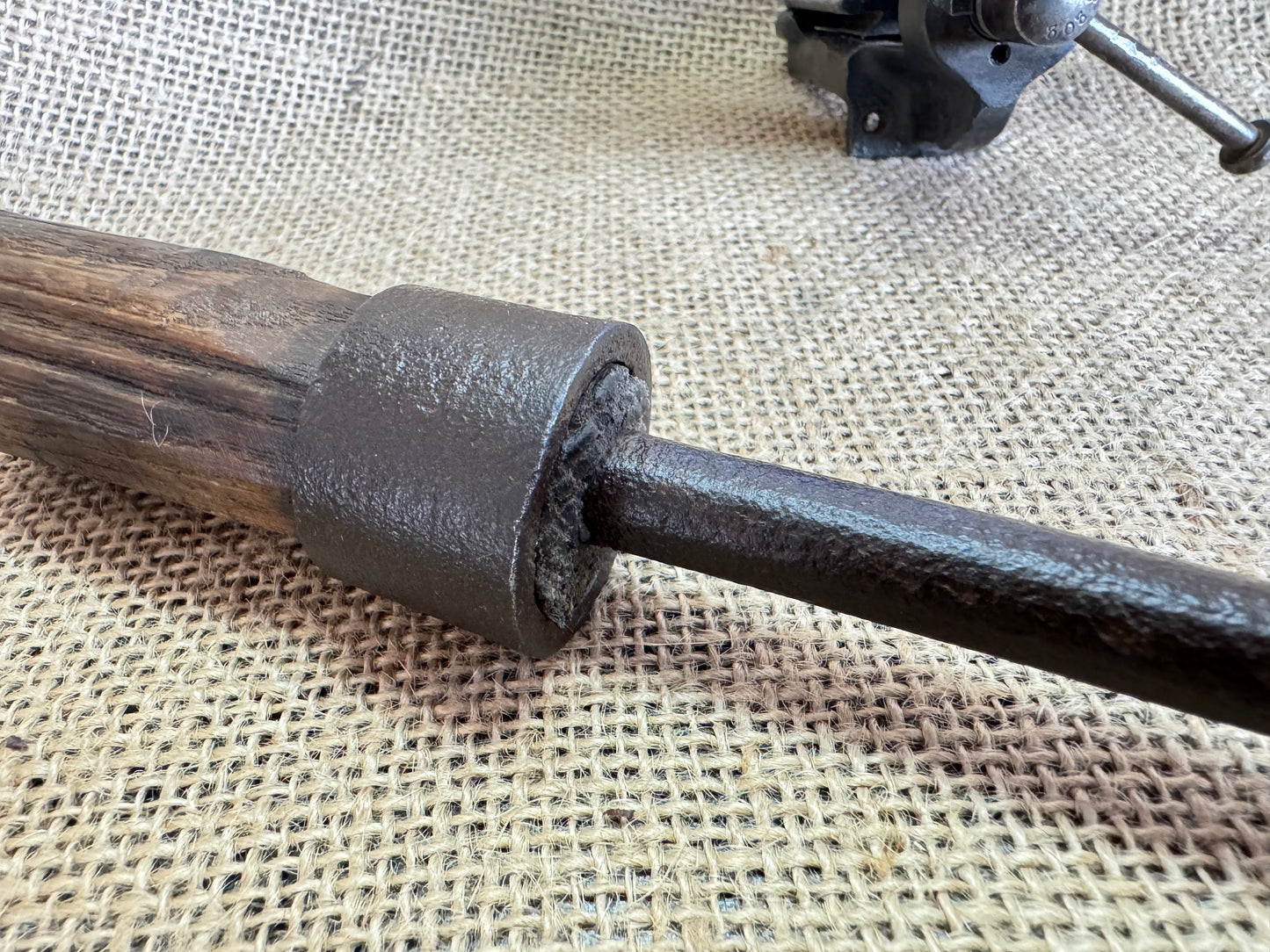 Antique Interesting Primitive Copper Head Hammer or Iron