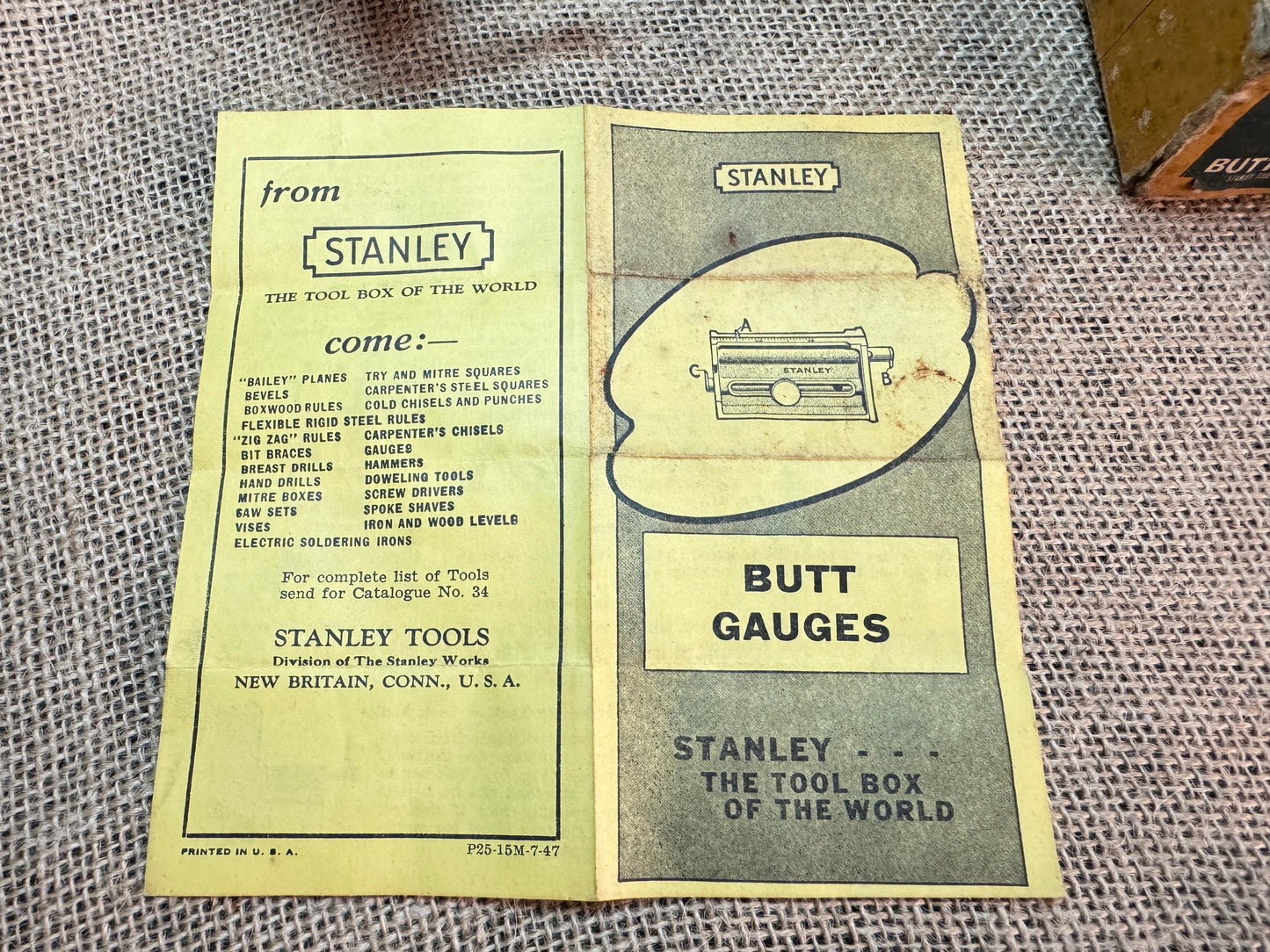 Stanley No 95 Butt Gauge with Original Box & Instructions