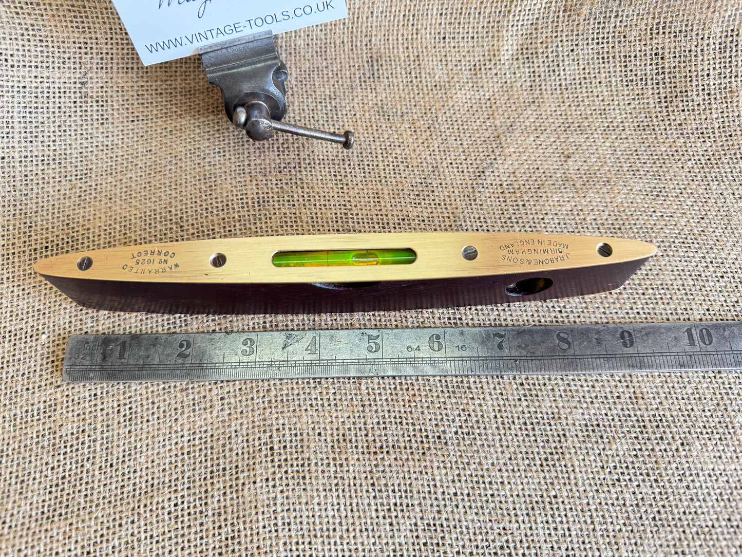 J Rabone & Sons No 1625 9” Spirit Level Rosewood and Brass