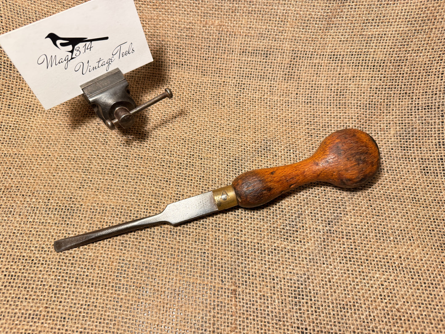 9” Vintage Wooden Handle Flat Blade Screwdriver