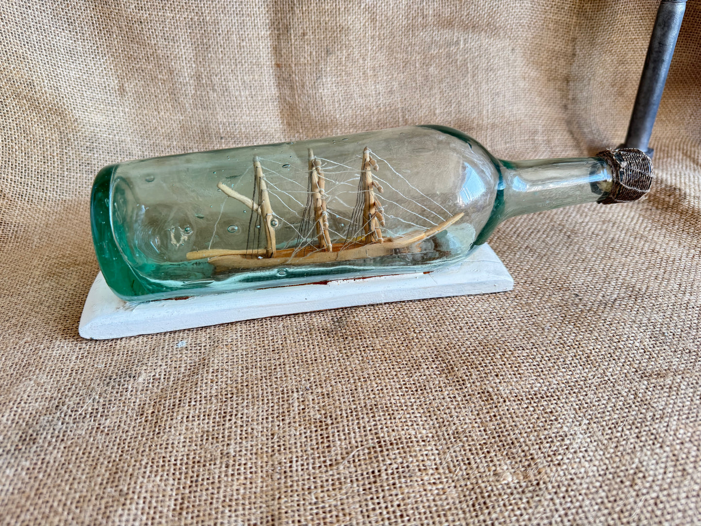 Antique 3 Mast Sailing Ship In A Bottle