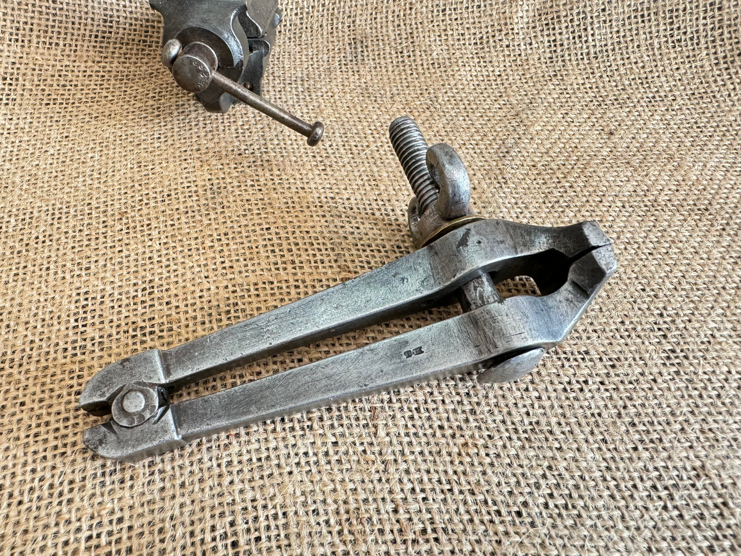 Antique Jewellers Hand Vice with Unusual Thumbscrew