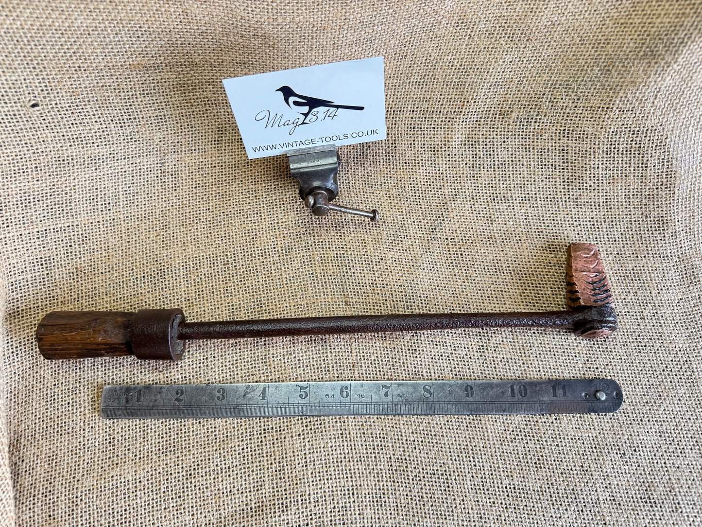 Antique Interesting Primitive Copper Head Hammer or Iron