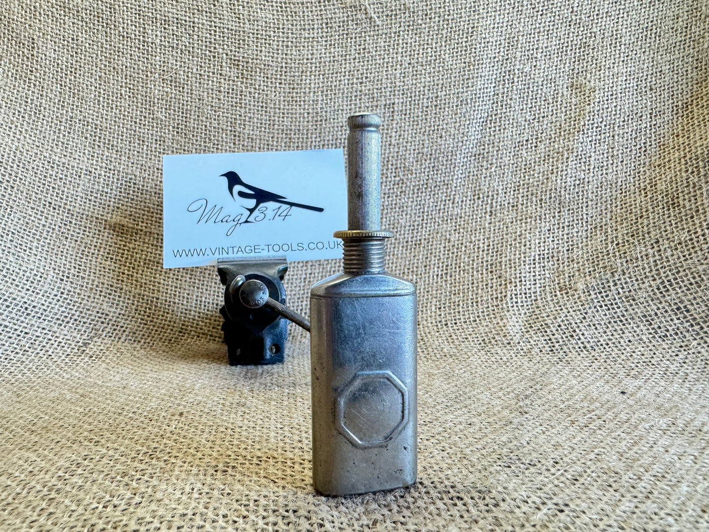 Vintage oil dropper can with 1896 Pat date & screw lid.