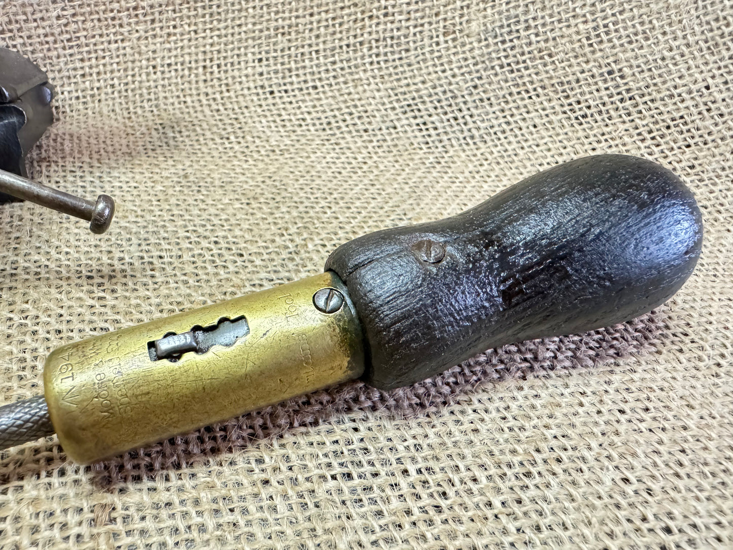 Vintage Moore & Wright Ratcheting Flatblade Screwdriver featuring 1943 British Military Broad Arrow
