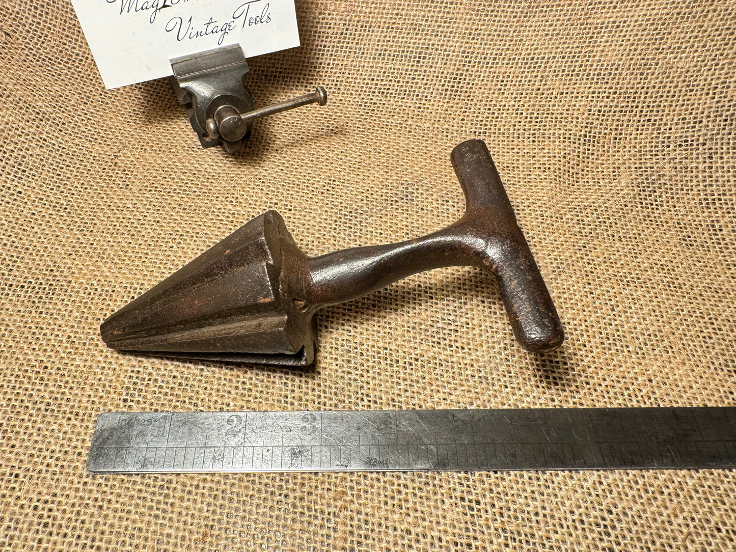 Vintage Cast Iron T-Handle Pipe Ream De-Burring Tool