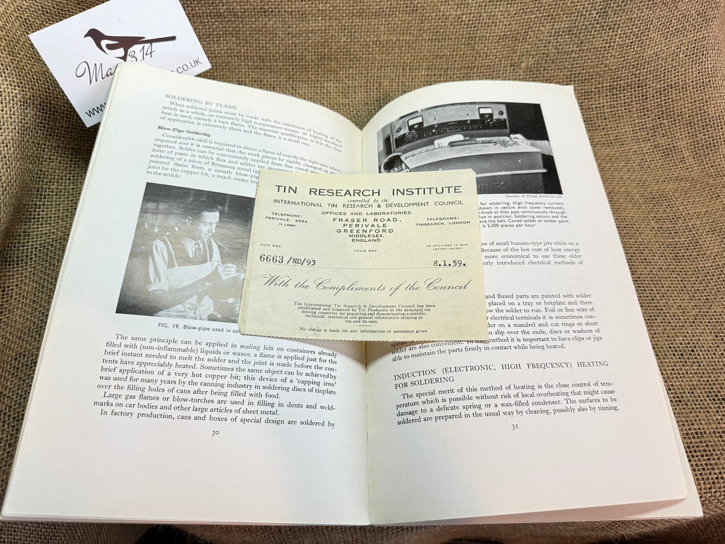 1956 Notes on Soldering by WR Lewis / Tin Research Institute