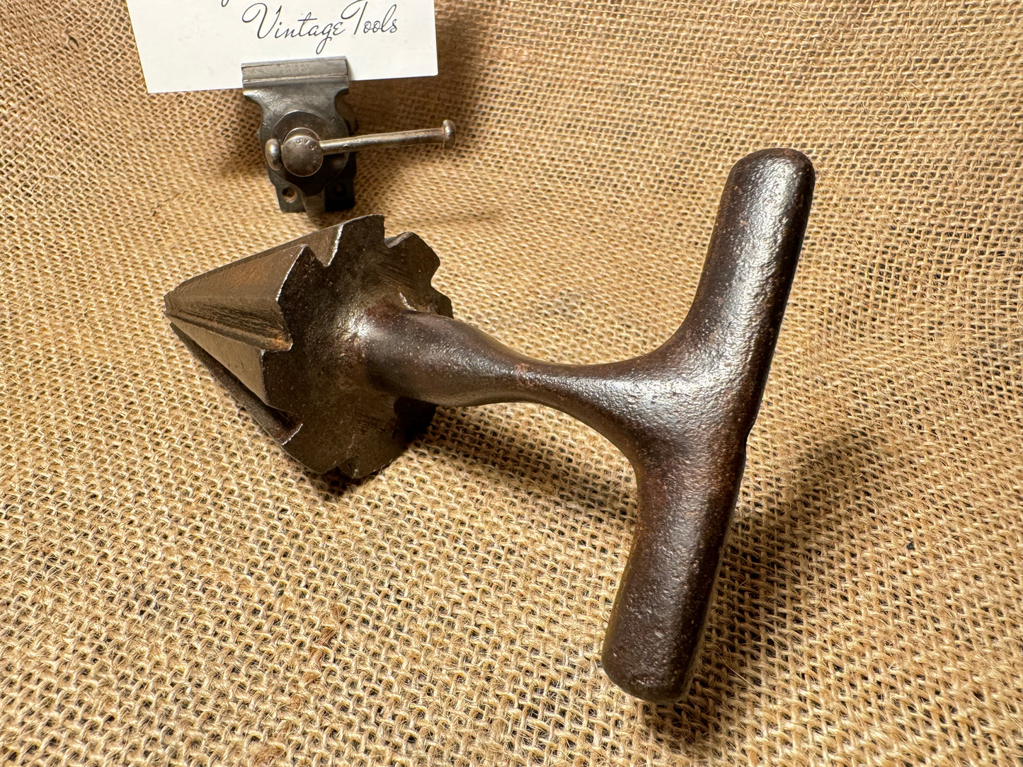 Vintage Cast Iron T-Handle Pipe Ream De-Burring Tool