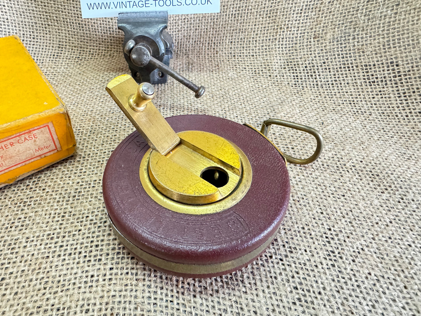 Vintage Foreign Tools No 209 25ft Steel Tape Measure with original box.