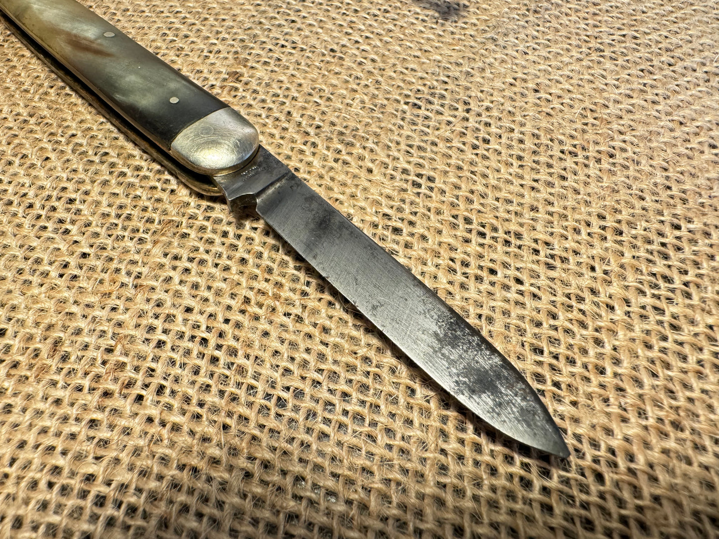 Taylors Eye Witness Vintage Twin Blade Pocket Knife with Rams Horn Handle