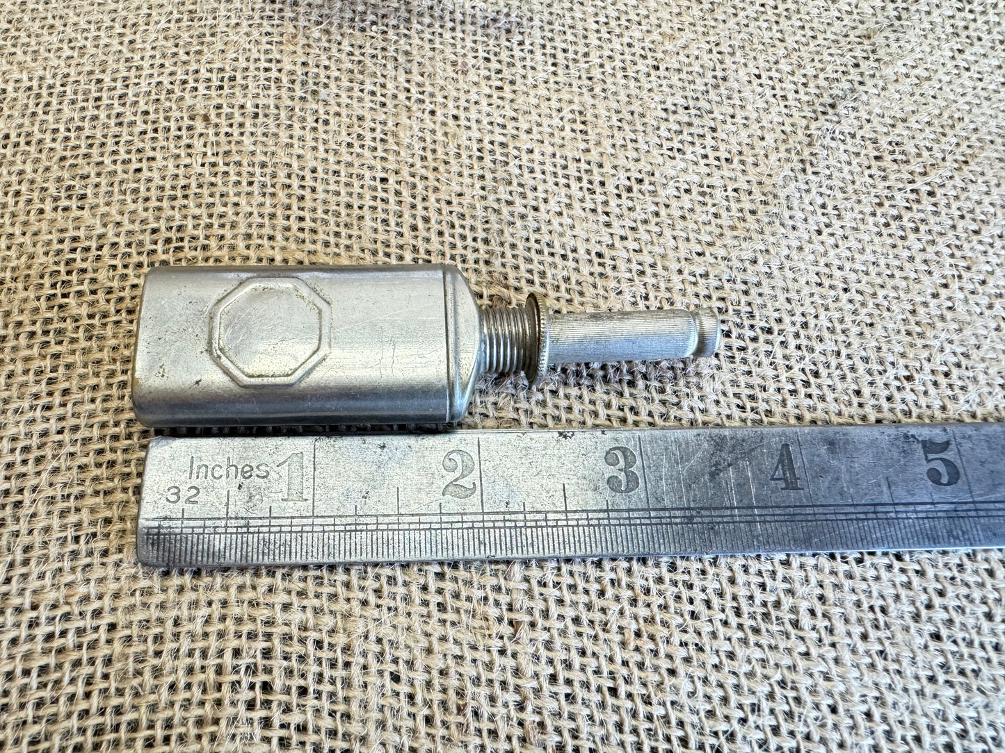Vintage oil dropper can with 1896 Pat date & screw lid.