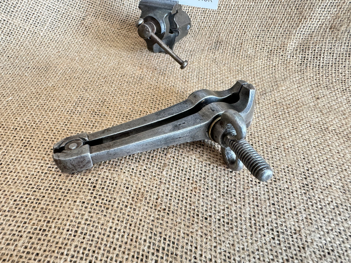 Antique Jewellers Hand Vice with Unusual Thumbscrew