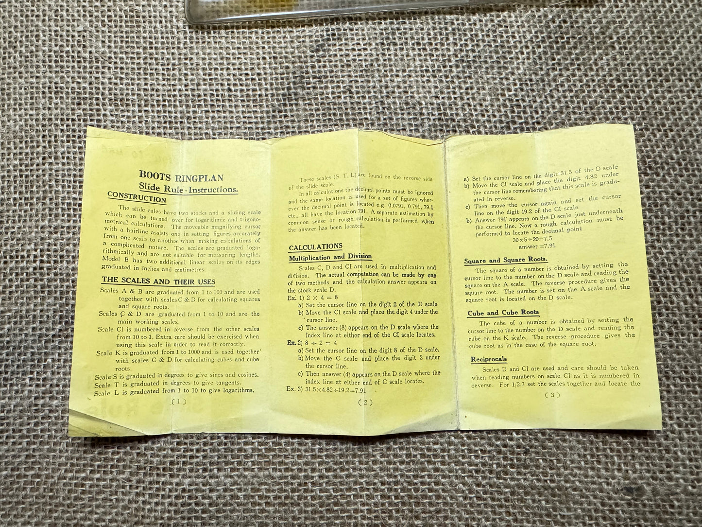 Boots Ringplan Sliderule