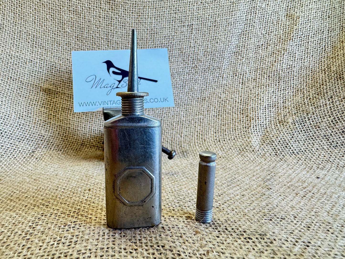 Vintage oil dropper can with 1896 Pat date & screw lid.