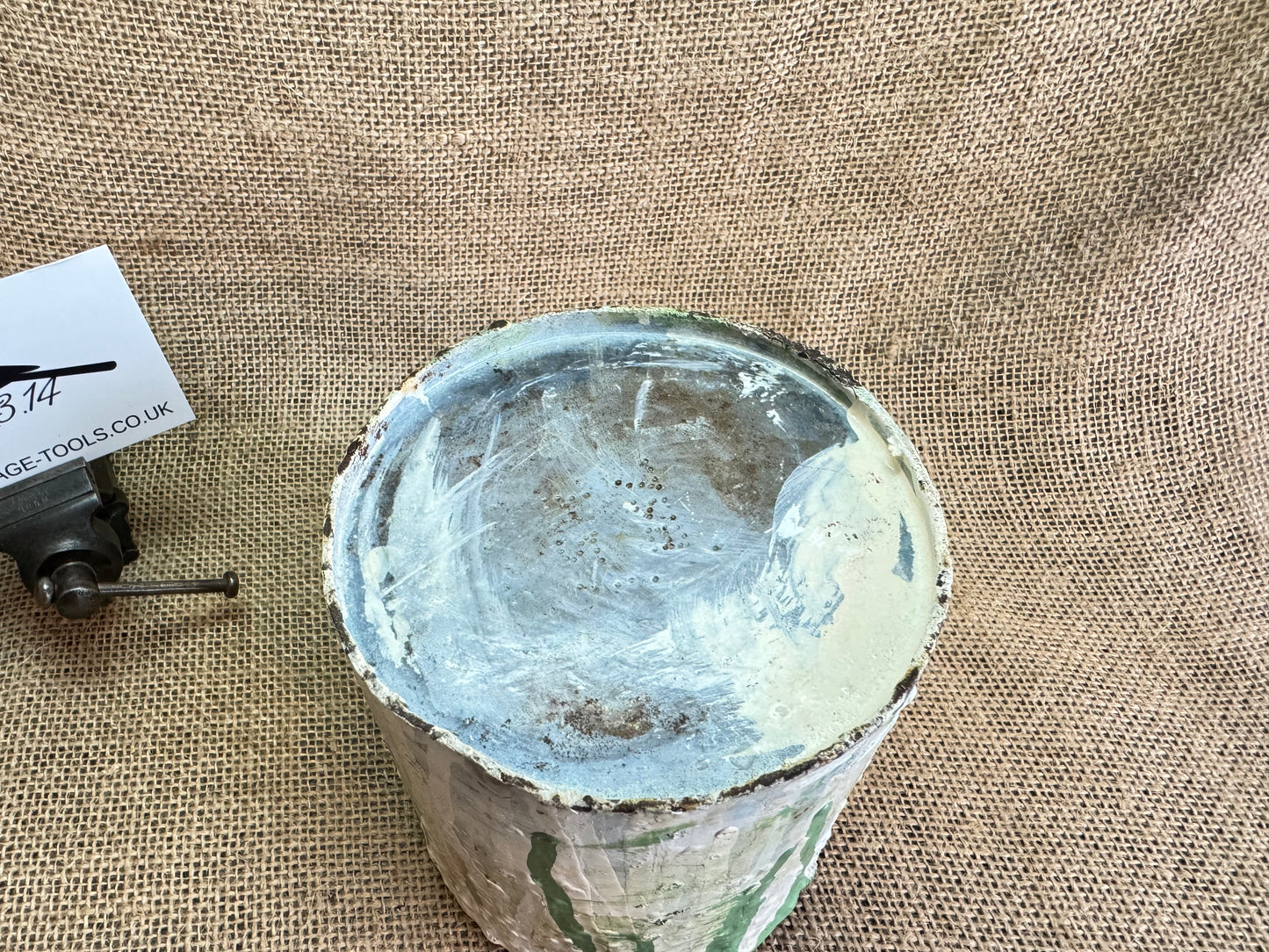 Vintage metal Jug with spilled paint, vase, paint brush stand etc