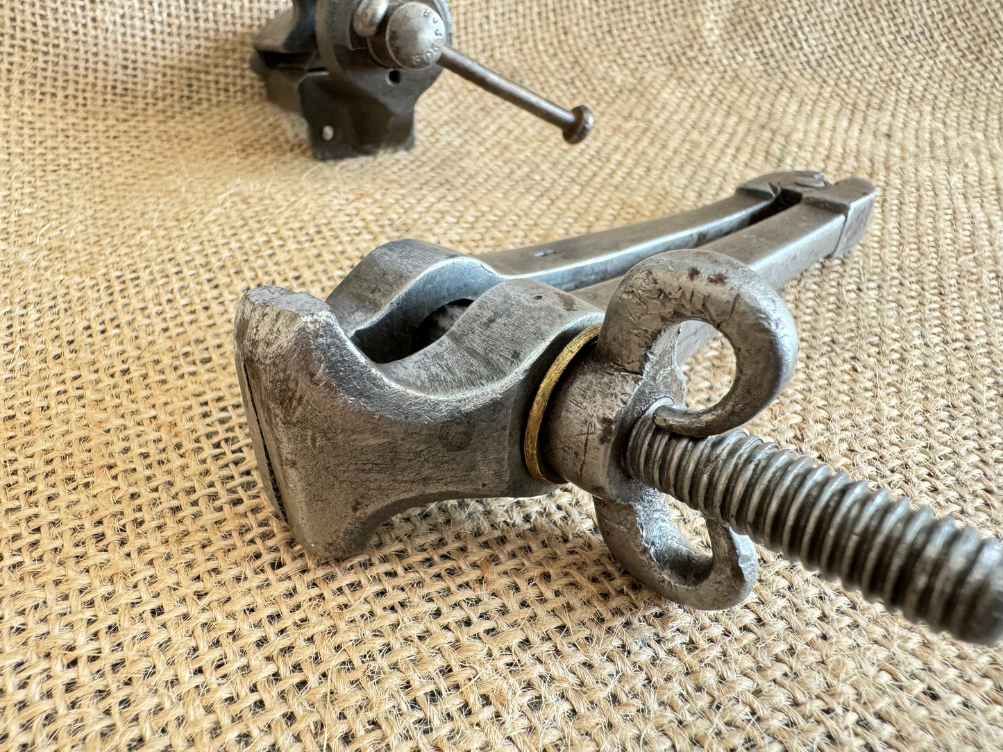 Antique Jewellers Hand Vice with Unusual Thumbscrew