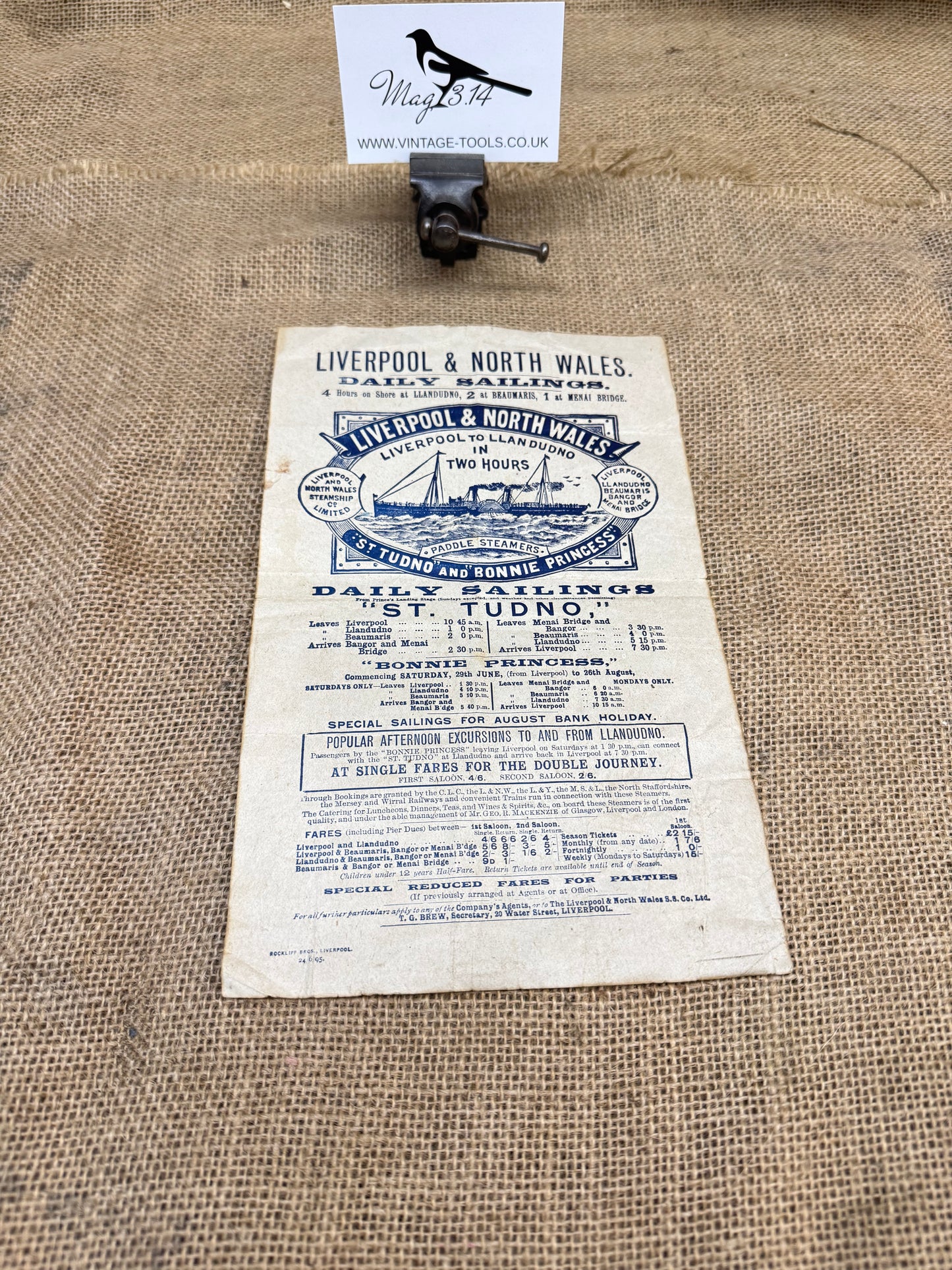 Antique Liverpool and North Wales Paddle Steamer Advert