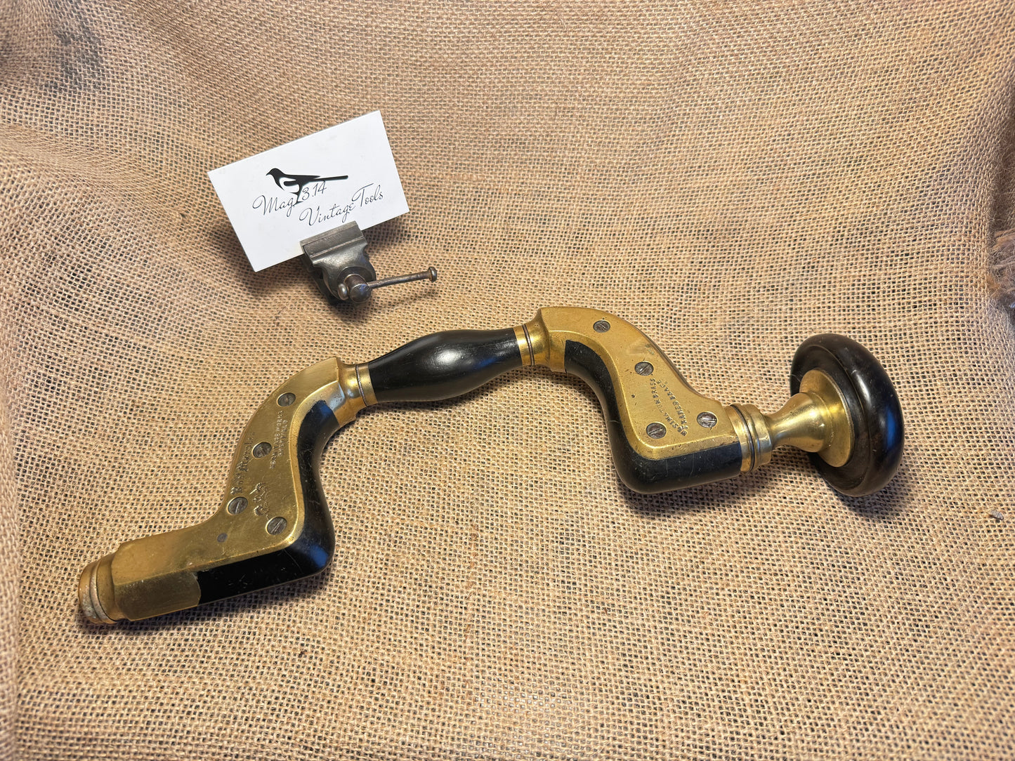 Antique Marples Ultimatum Ebony & Brass Framed Drill Brace