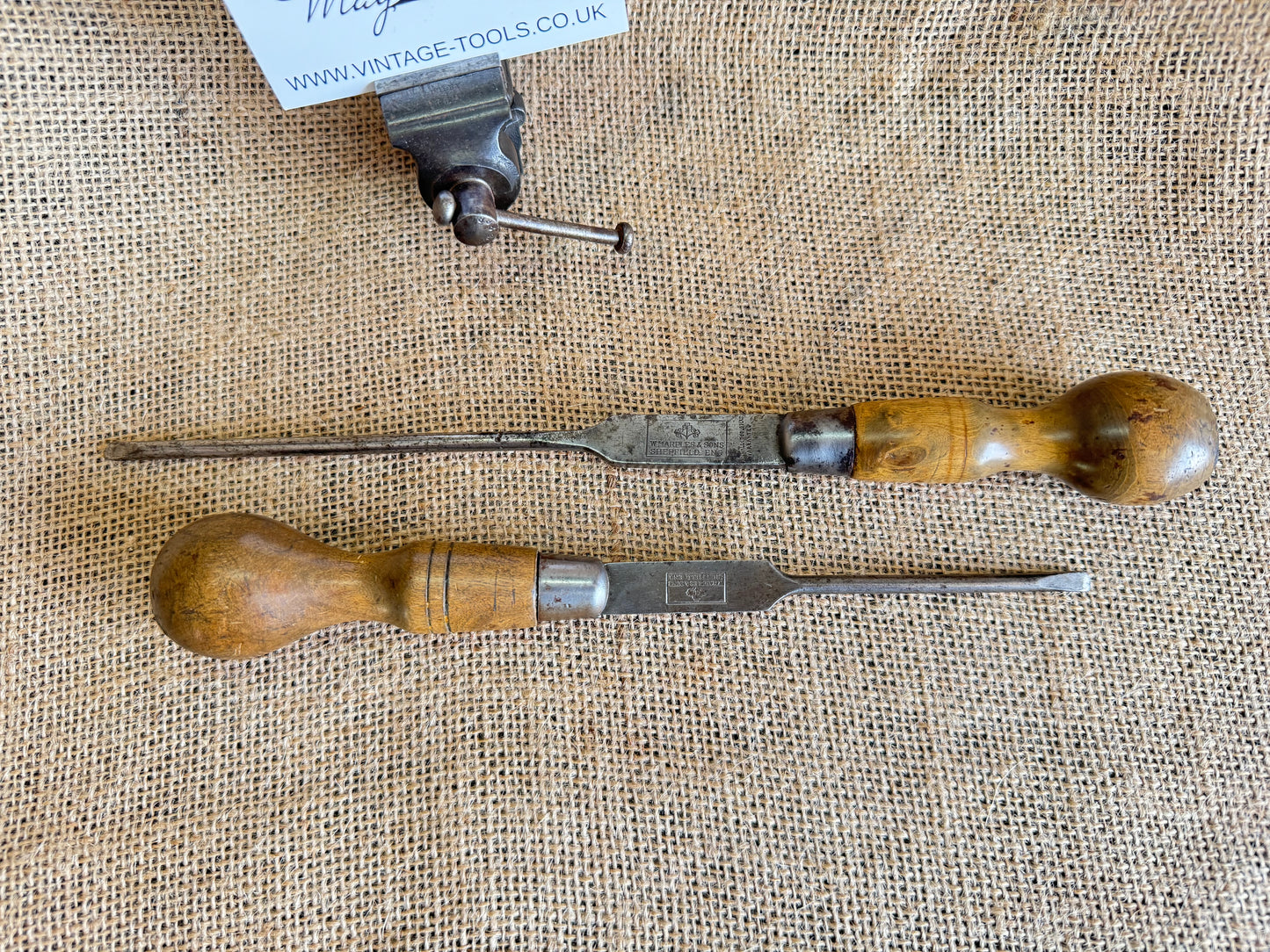 Pair of Vintage WM Marples Shamrock Skidproof Flat Head Screwdrivers