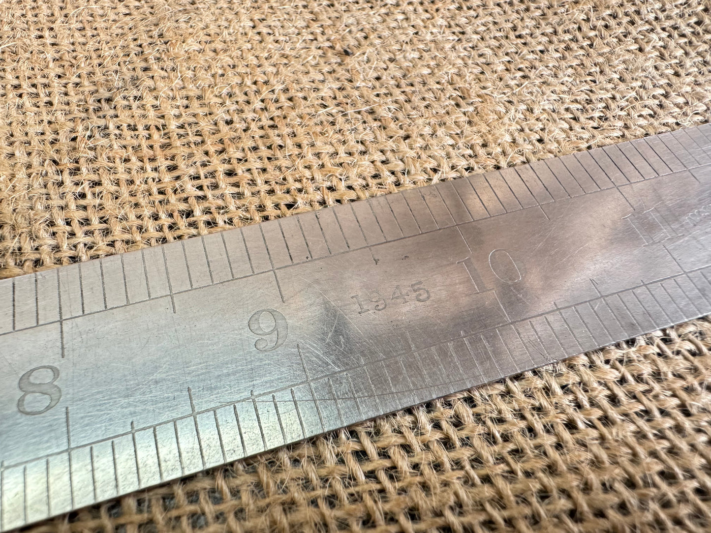 1945 ABC Rules & Measures 12” Stainless Steel Rule with Military Broadarrow Markings
