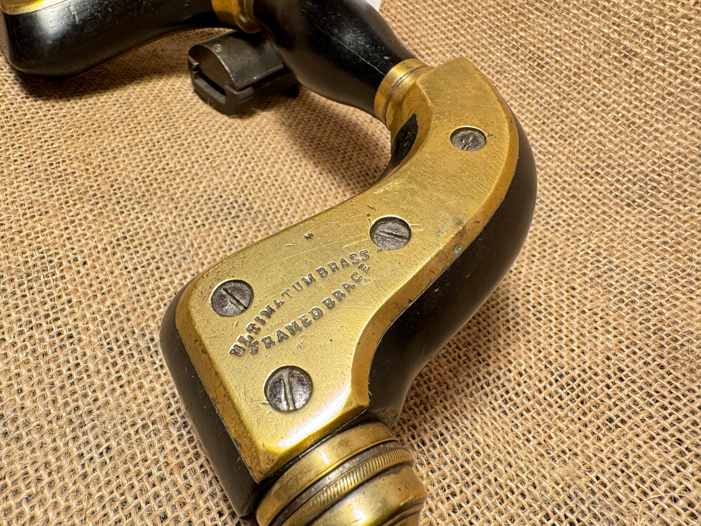 Antique Marples Ultimatum Ebony & Brass Framed Drill Brace