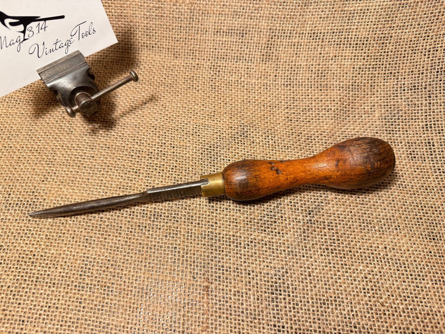 9” Vintage Wooden Handle Flat Blade Screwdriver