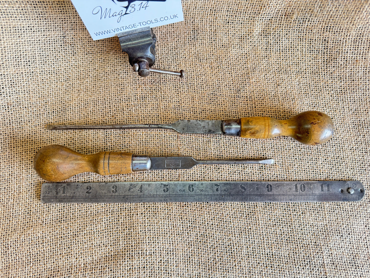 Pair of Vintage WM Marples Shamrock Skidproof Flat Head Screwdrivers
