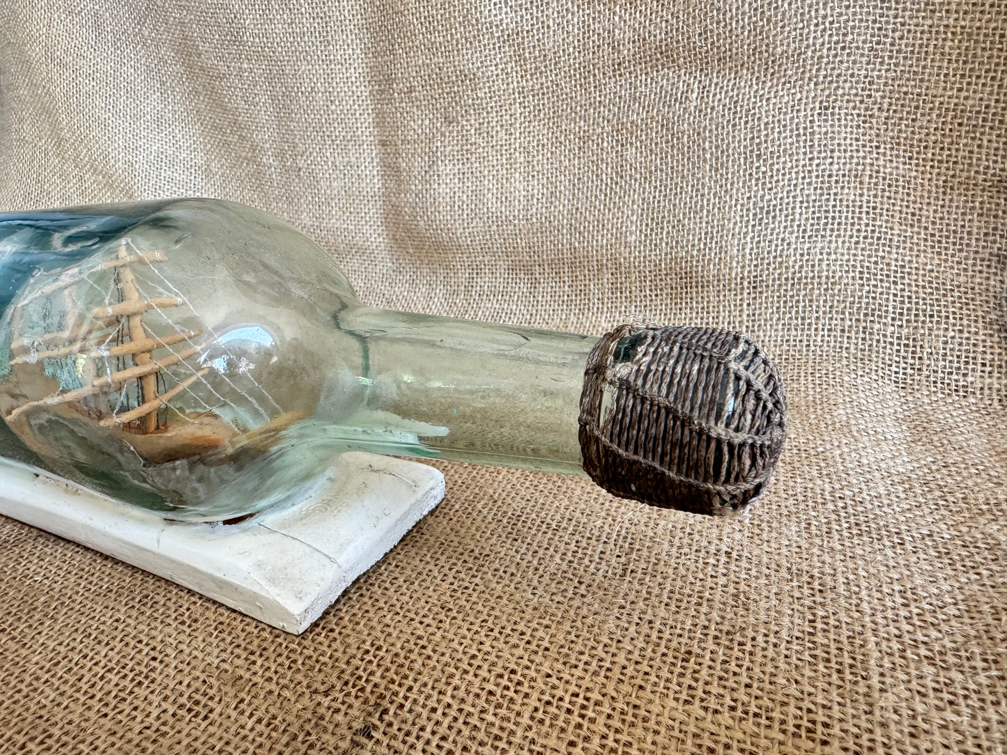 Antique 3 Mast Sailing Ship In A Bottle