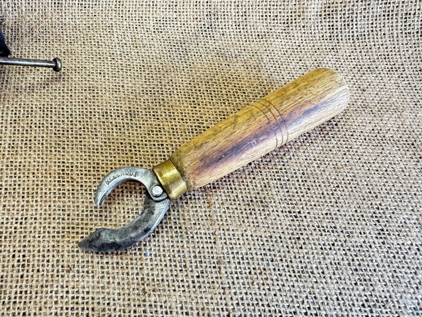 Vintage Kleerout Wooden Handle Tin Opener - Kitchenalia