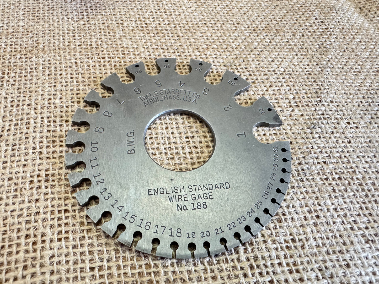 L.S Starrett Co. No 188 English Standard Wire Gauge