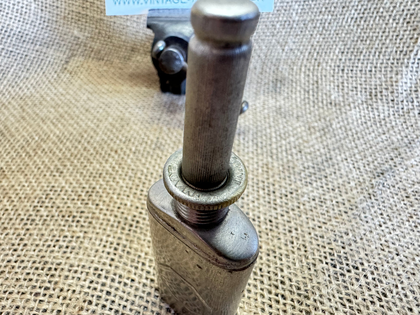 Vintage oil dropper can with 1896 Pat date & screw lid.