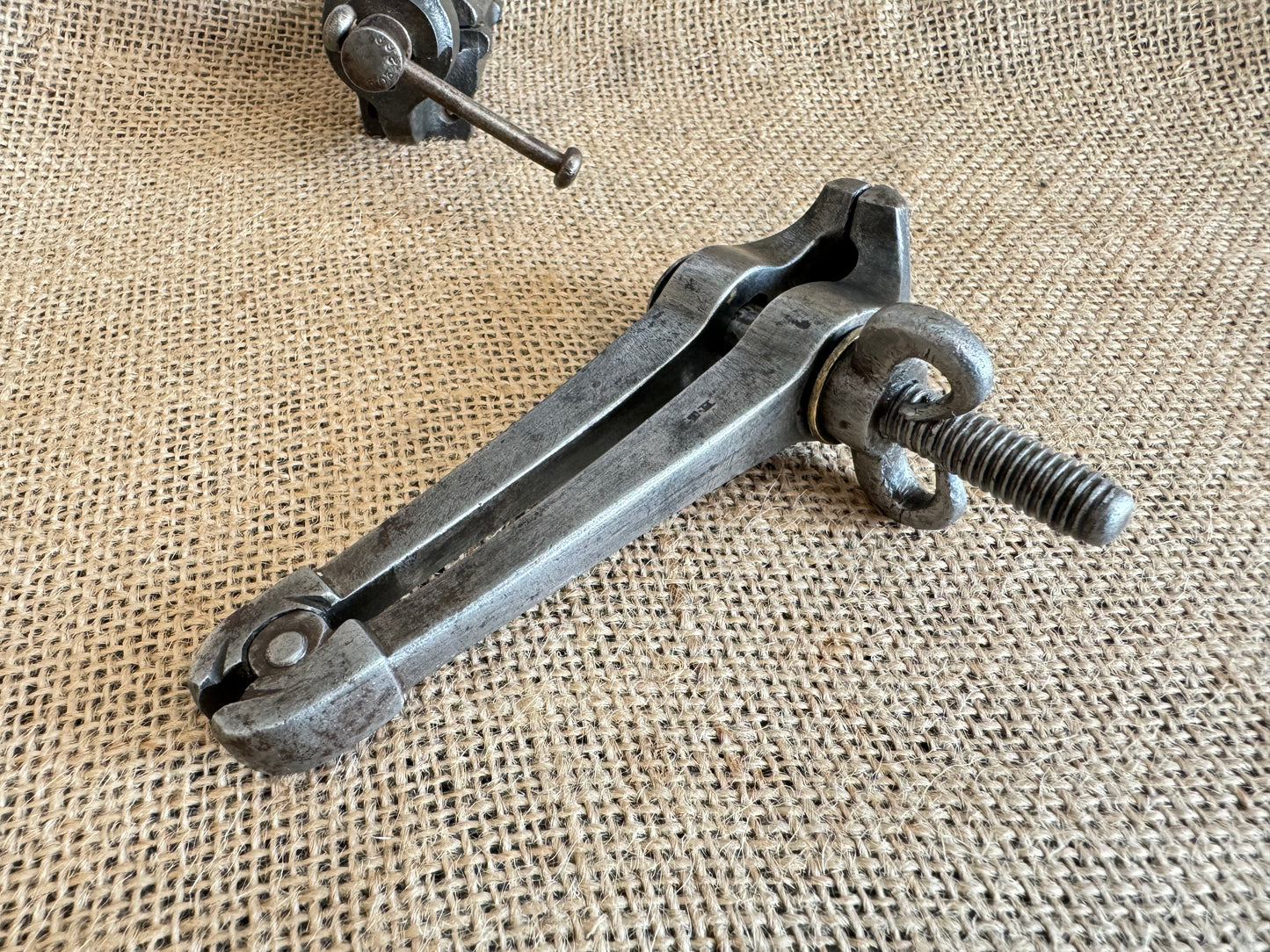 Antique Jewellers Hand Vice with Unusual Thumbscrew