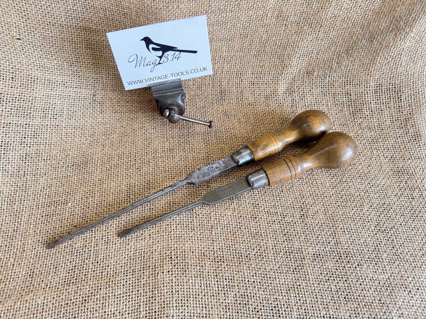 Pair of Vintage WM Marples Shamrock Skidproof Flat Head Screwdrivers