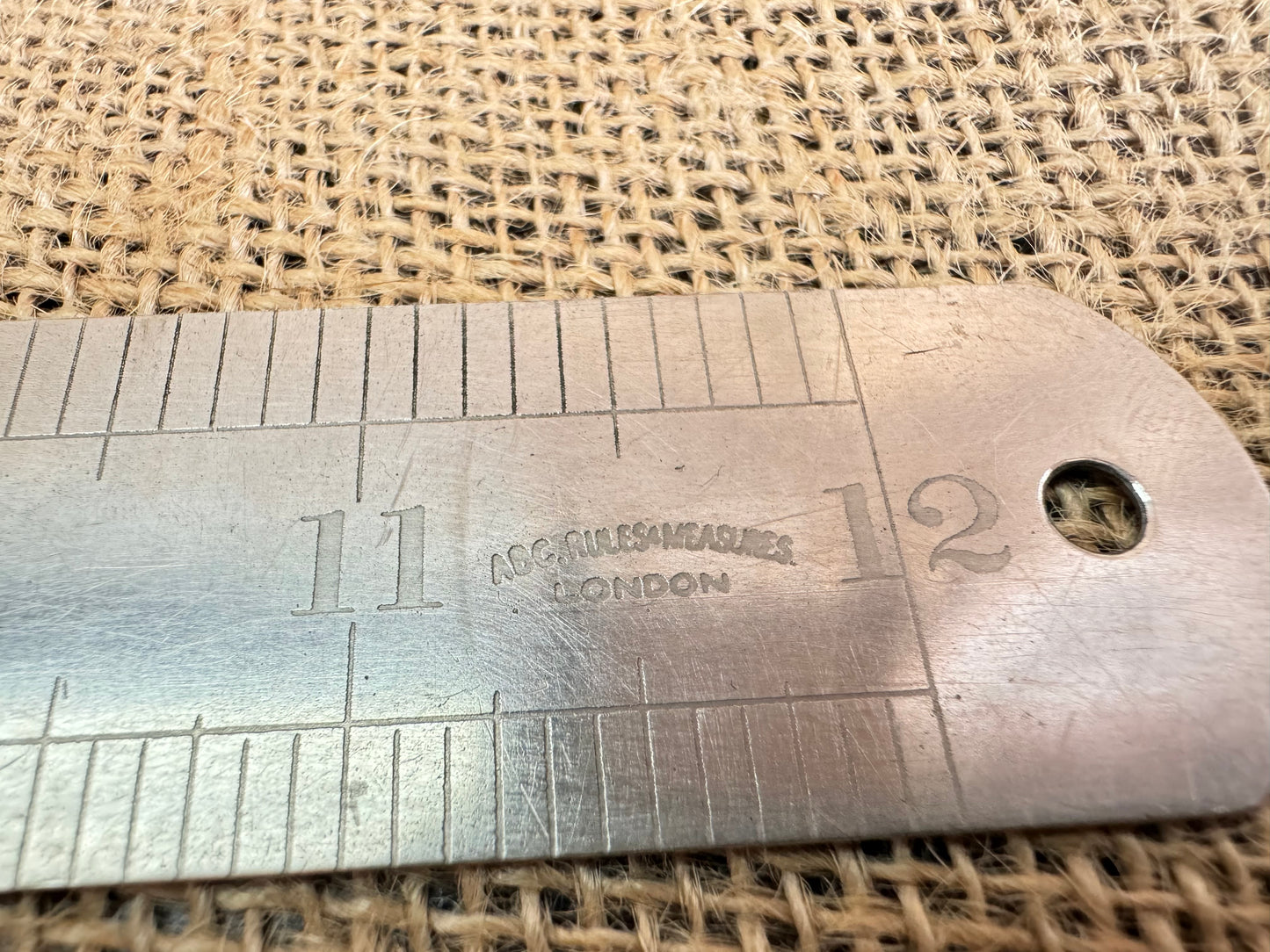 1945 ABC Rules & Measures 12” Stainless Steel Rule with Military Broadarrow Markings