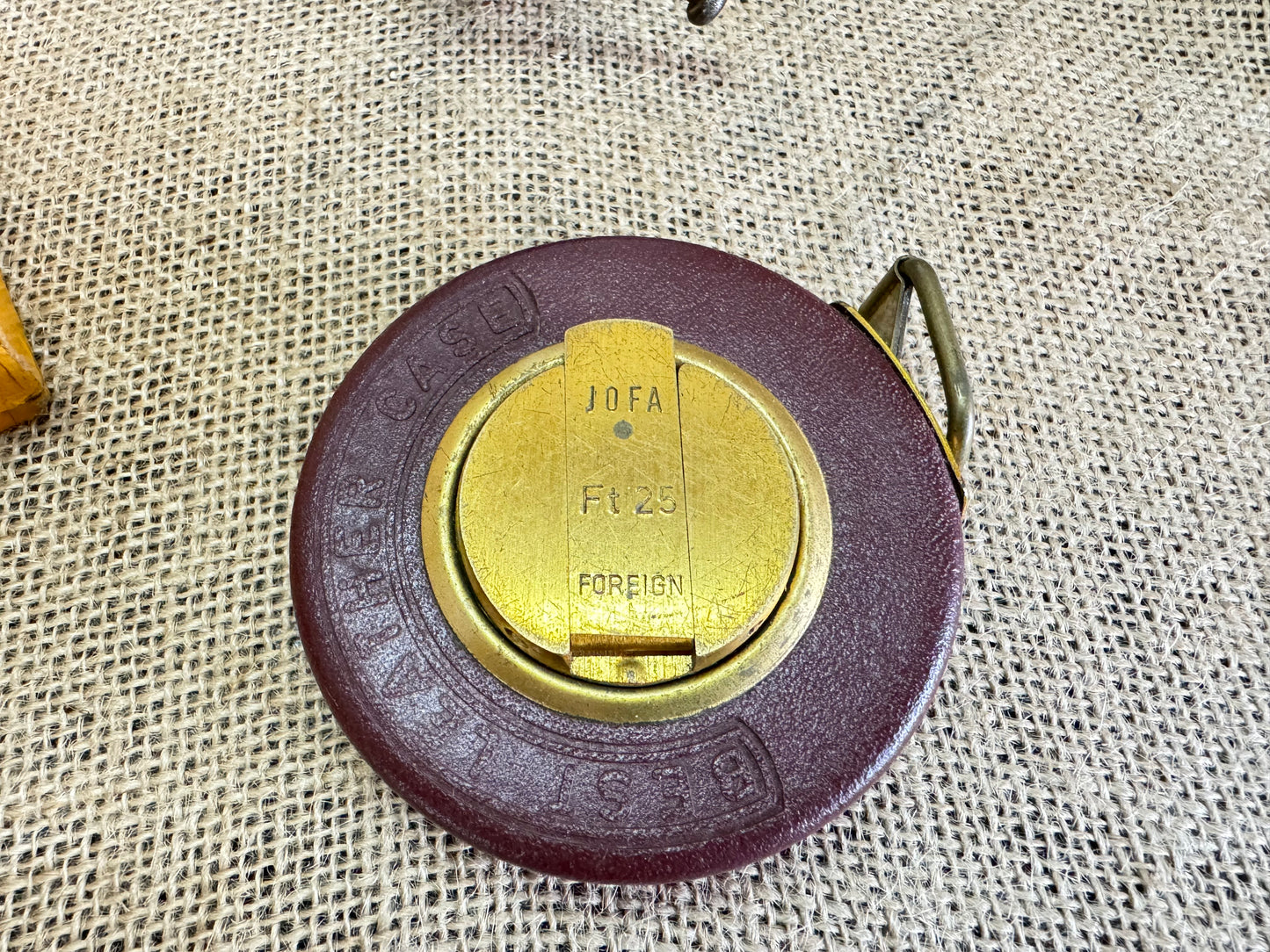 Vintage Foreign Tools No 209 25ft Steel Tape Measure with original box.