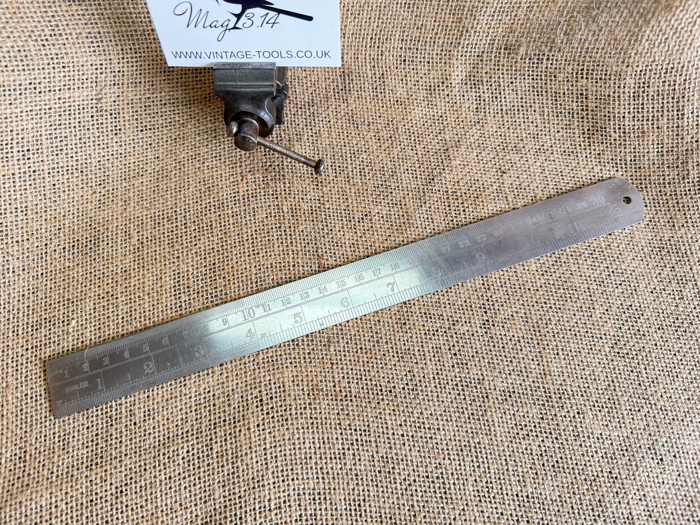 1945 ABC Rules & Measures 12” Stainless Steel Rule with Military Broadarrow Markings