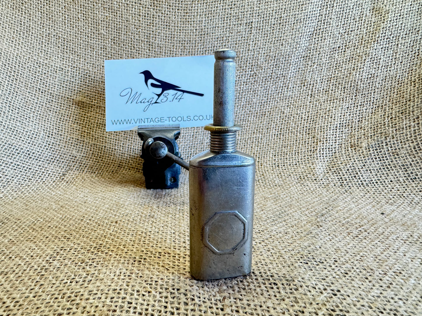 Vintage oil dropper can with 1896 Pat date & screw lid.