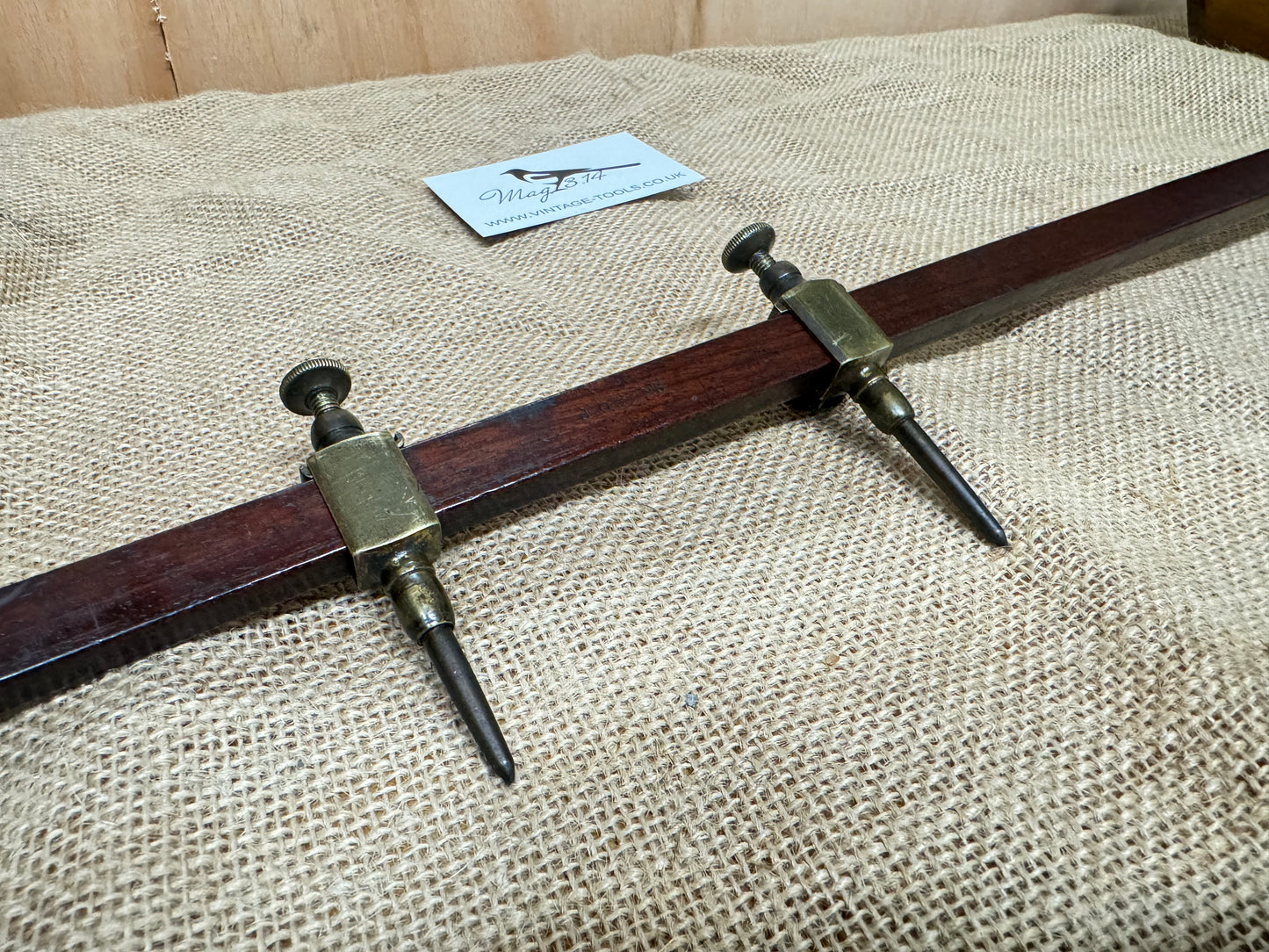 Brass Trammel Points with Rosewood Rail