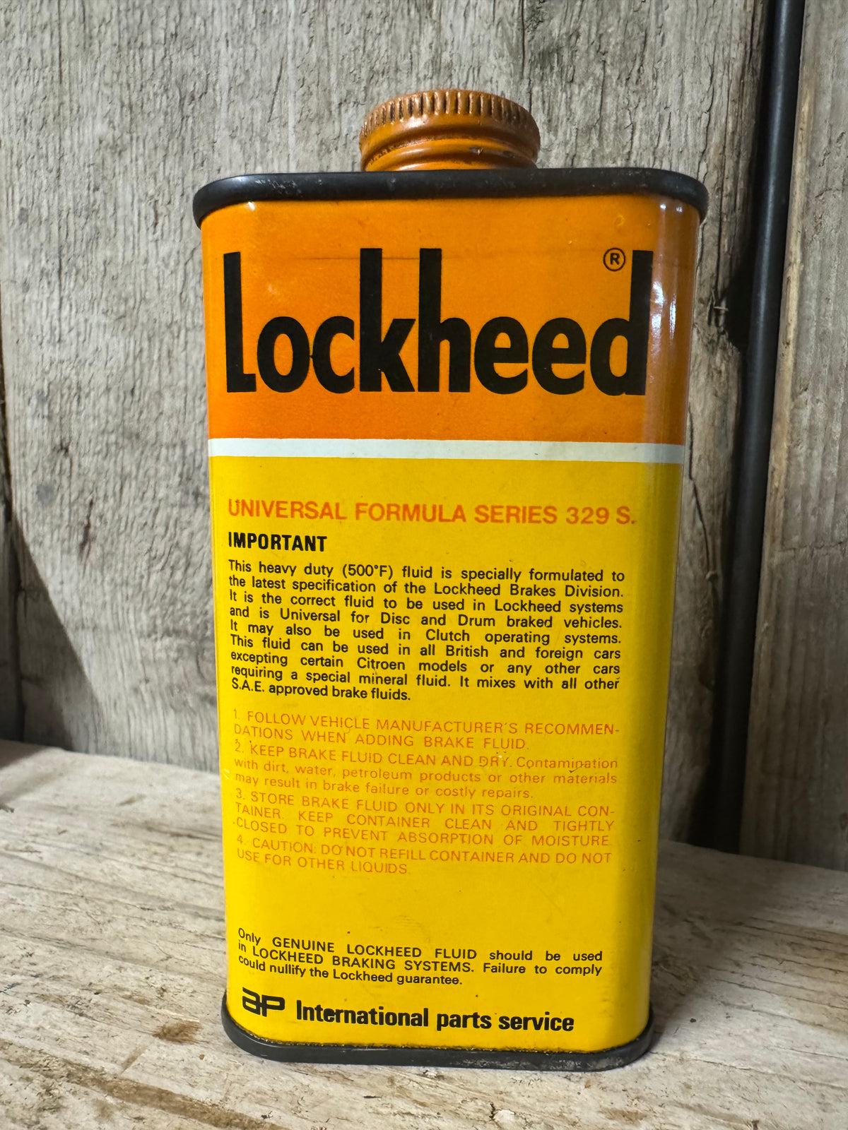 Vintage Lockheed Universal Series 329s Disc & Drum Brake Fluid Tin